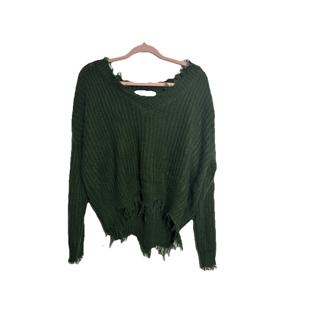 Alter'd State Green Long Sleeve Crop Sweater Size Small